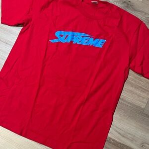 Supreme Mont Blanc Vibrant Red Tee with Blue Graphic size xl